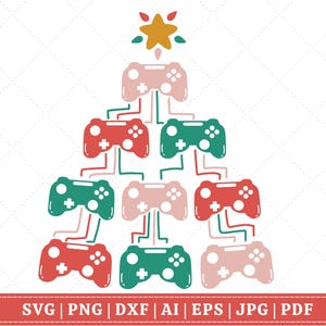 Albero di Natale Gamer SVG, Game Controller Assemble Tree Svg, X-mas Tree Gaming Lover Svg, Download immediato, file svg per Cricut