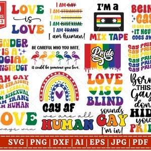 Gay Pride SVG Bundle, LGBTQIA Svg Bundle, Proud Ally svg, Gay Pride svg, lesbian svg, Pride Month svg, Cut Files for Cricut, Sublimation
