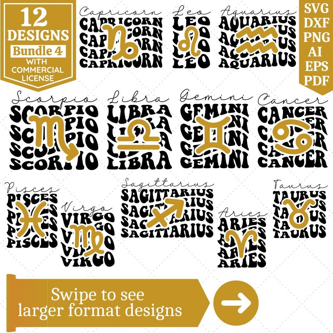 Zodiac Signs SVG Bundle Zodiac SVG Horoscope Svg Retro Zodiac