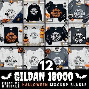 Gildan 18000 Halloween Mockup Bundle, G18000 Crewneck Thanksgiving Collection, Trendy Fall Shop Bundle, Popular Unisex Sweatshirt Mock-ups