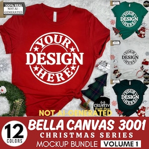 Bella Canvas 3001 Tshirt Christmas Mockup Bundle Christmas Mockup Shirt Bella Canvas Shirt Soft Cream Shirt Mockup Mockup Christmas MockUp