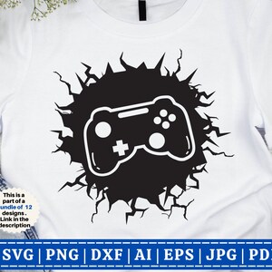 Spielkonsole in einem Wandriss SVG | Wandriss | Lustige Gamer SVG | Gamer svg | Videospiele | Game Controller | Datei Cricut | Silhouette