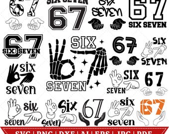 Six Seven 67 PNG SVG Cut File, Funny Viral Meme 67 Svg for Cricut Silhouette, Gen Alpha Trendy Printable Png for Shirts Mugs Crafts