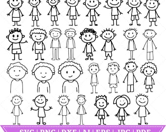 Stick Figures Svg bundel, Stick People Svg, Stick Figures Svg, Stick Kids Svg, Stick Girls Svg, Stick Boys Svg, bestanden knippen voor Cricut, silhouet