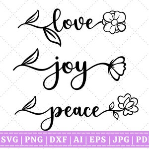 Amour Joie Paix SVG | Jésus SVG | Foi SVG | Priez svg | Svg religieux | Citation chrétienne svg | Verset biblique | Ecriture | Fichier de coupe Cricut
