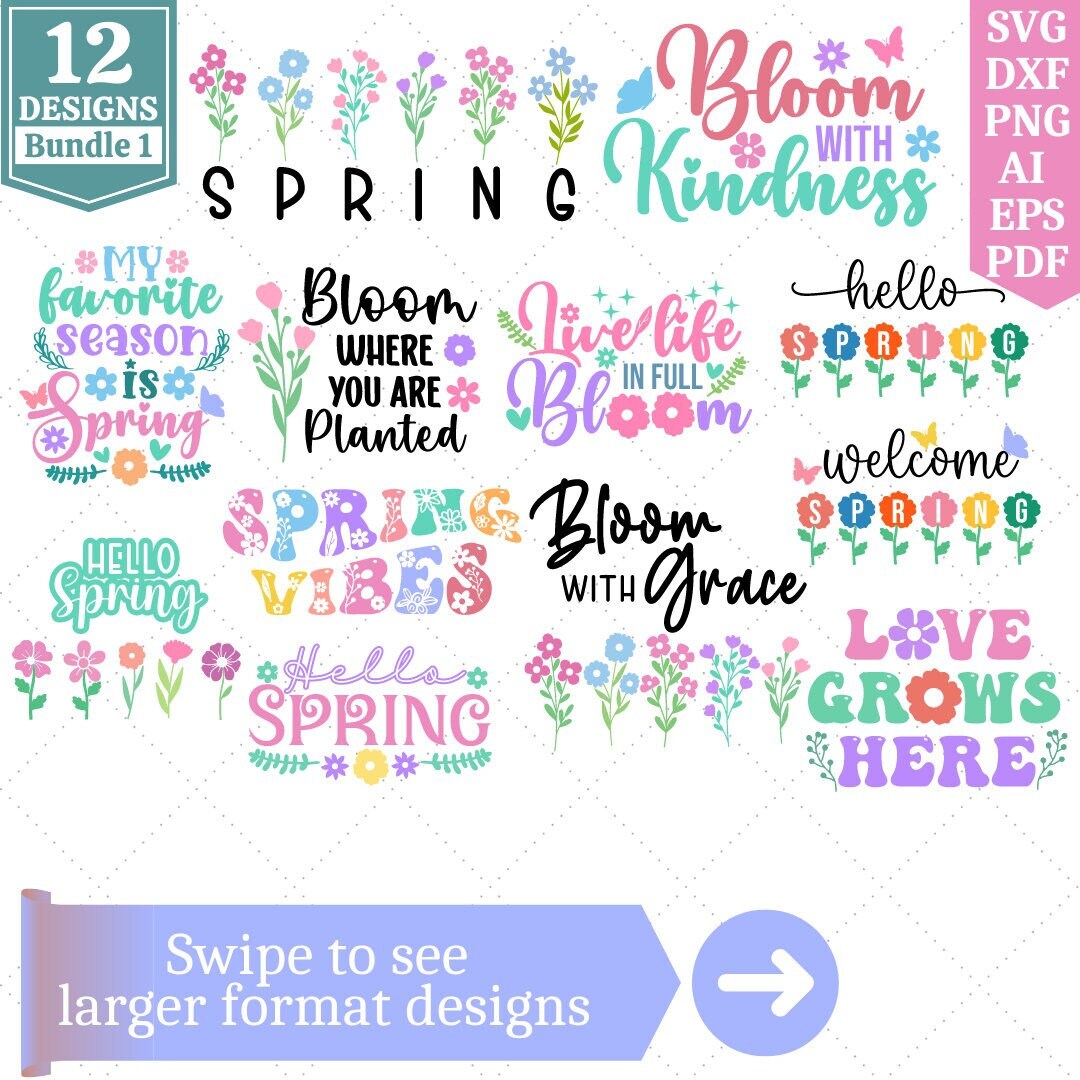 Spring Flowers SVG Bundle. T shirts Designs. (1246484)