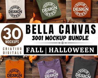 Bella Canvas Tshirt Mockup Bundle | BC 3001 T-Shirt Mock-up Bundle | Cozy Trendy Neutral Boho Aesthetic Summer Fall Shirt Mock