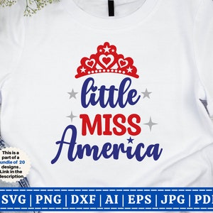 Little Miss America SVG | Happy Fourth of July SVG | America svg | Patriotic svg | Fourth of July | Cut Files for Cricut | Sublimation