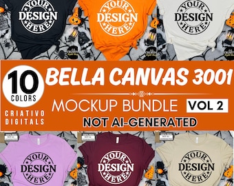 Bella Canvas 3001 Tshirt Halloween Mockup Bundle | BC 3001 T-Shirt Mock-up Bundle | Real Model | Fun Trendy Spooky Fall Halloween Shirt Mock