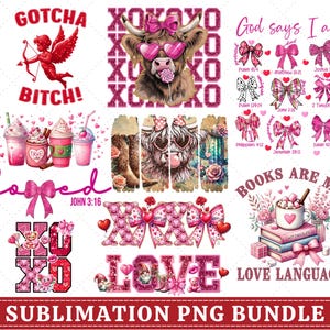 Pink Valentine Sublimation PNG Bundle, Retro Valentine&#39;s Sublimation Design, You Are Loved Valentine&#39;s Shirt Design, Valentine&#39;s Day Gift