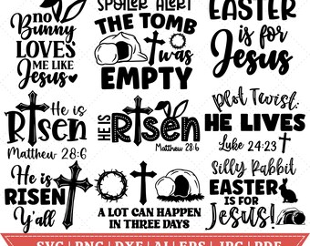 Paquete de citas cristianas de Pascua png, svg, Él ha resucitado PNG, Pascua retro Png, svg, Versículo bíblico svg, Paquete png religioso cristiano