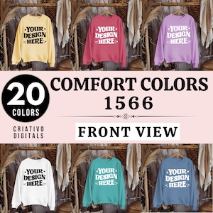 Comfort Colors C1566 Sweatshirt Mockup Bundle | C1566 Rundhalsausschnitt Mock-up Bundle | Echtes Modell Mock | CC Langarmshirt | Neutral Casual Simple Mock