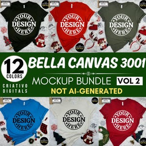 Bella Canvas 3001 Tshirt Christmas Mockup Bundle Christmas Mockup Shirt Bella Canvas Shirt Soft Cream Shirt Mockup Mockup Christmas MockUp