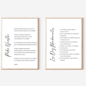 Padre Nuestro Set of 2, Spanish Bible Verse Printable, Verso De La Biblia, Our Father, Exodus 20, Citas Cristianas, Christian Poster Bundle