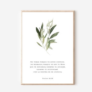 Isaías 41:10 No Temas, Versículo Bíblico en Español Imprimible, Isaías, Verso De La Biblia, Citas Cristianas, Decoración Cristiana del Hogar, Escritura Moderna