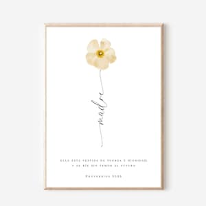 Proverbs 31:25, Spanish Bible Verse Printable, Ella Esta Vestida De Fuerza Y Dignidad , Verso de la Biblia, Mother's Day Christian Print