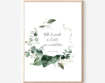 Filipenses 4:13, Spanish Bible Verse Printable, Philippians, Floral Bible Verse Printable, Verso De La Biblia, Citas Cristianas