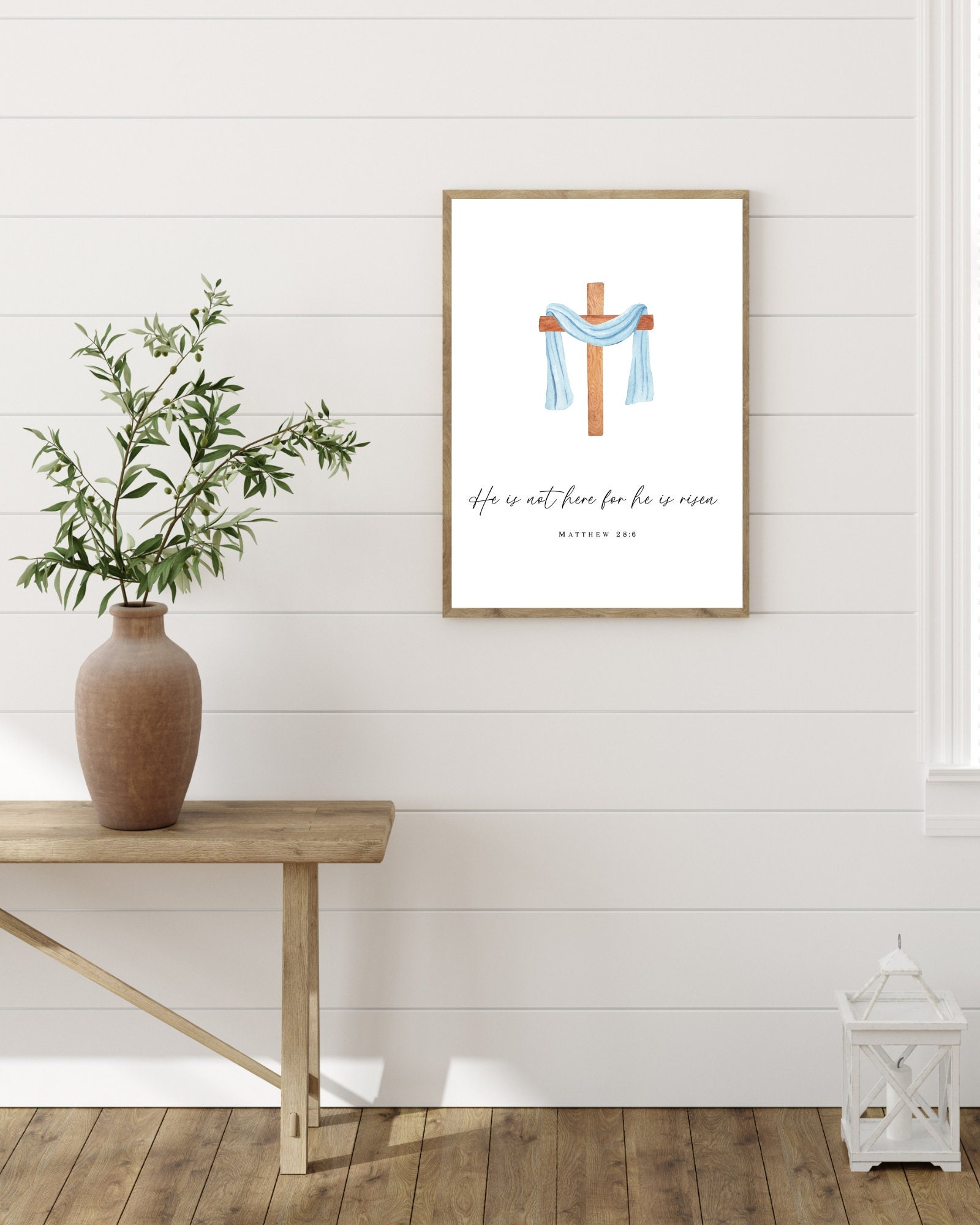 Matthew 28:6 He is Risen Easter Printable Wall Art, Easter Quote Bible ...