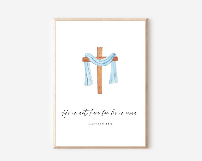 Matthew 28:6 He is Risen Easter Printable Wall Art, Easter Quote Bible ...