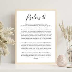 Psalms 91 Bible Verse Wall Art Printable, Minimalist Modern Scripture ...