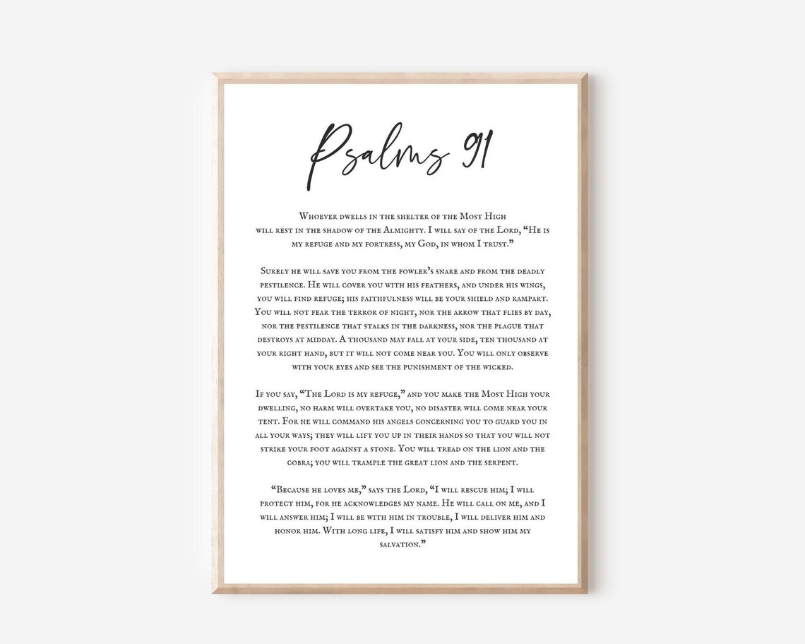Psalms 91 Bible Verse Wall Art Printable Minimalist Modern - Etsy
