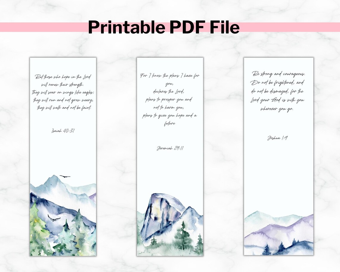 Printable Bible Verse Bookmarks Set of 3 Christian Bookmarks - Etsy