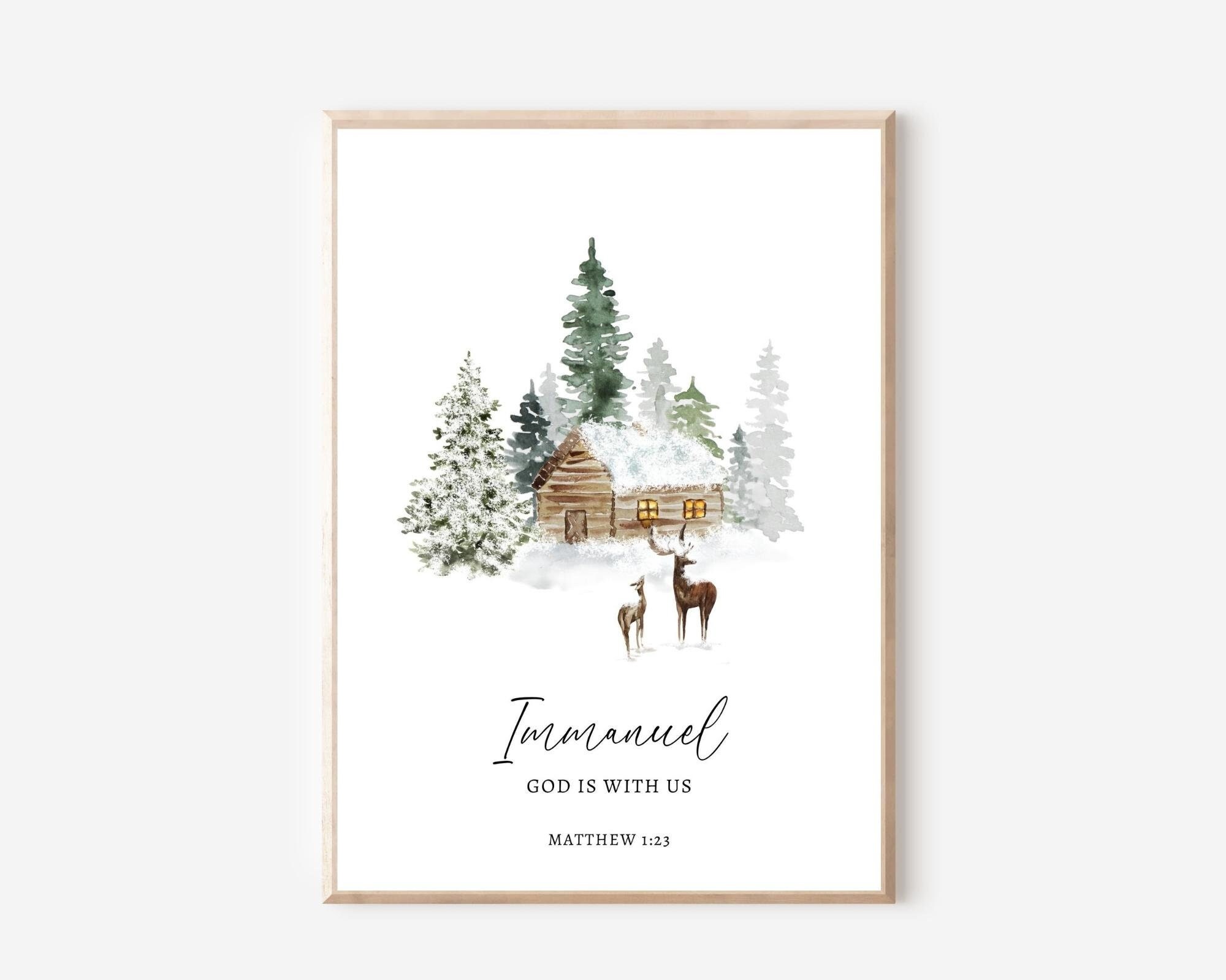 Matthew 1:23 Immanuel God Is With Us, Christmas Bible Verse Printable, Christian Christmas Decor, Holiday Scripture Print