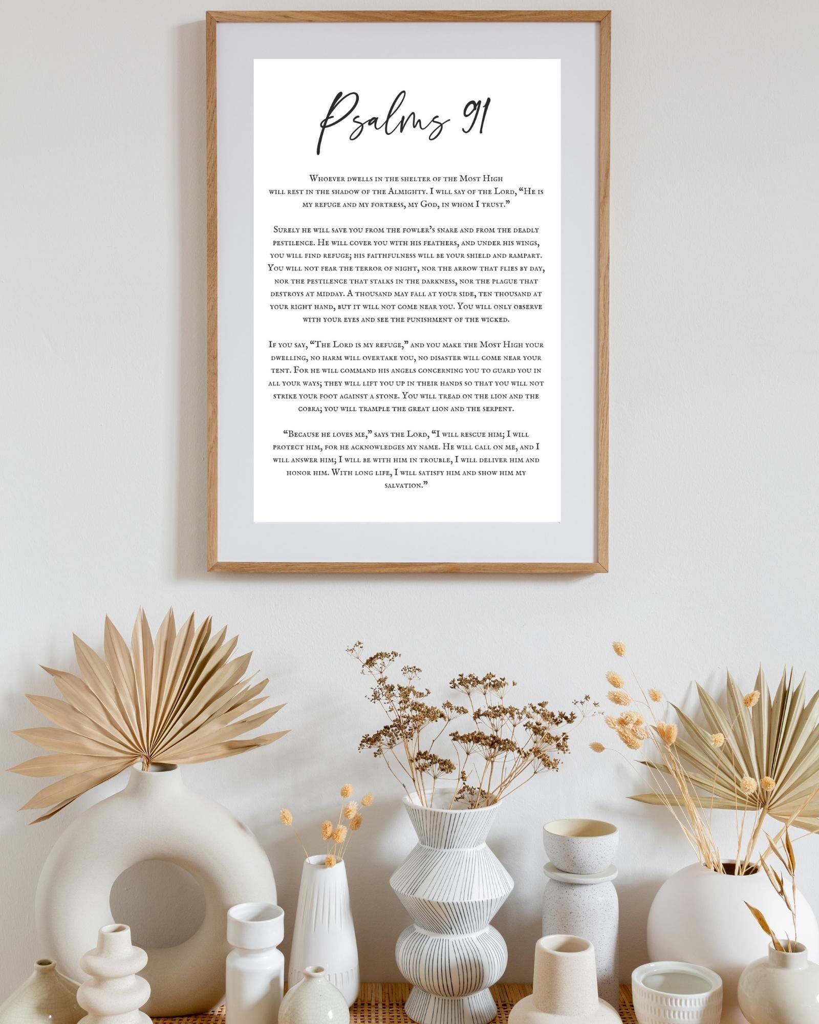 Psalms 91 Bible Verse Wall Art Printable, Minimalist Modern Scripture ...