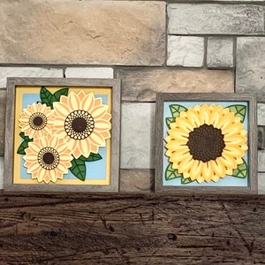 Sondra's Sunflowers| Unique Set of Hand Crafted Sunflower Shadow Boxes |Beautiful Individual Wall |Full Set great for business or home