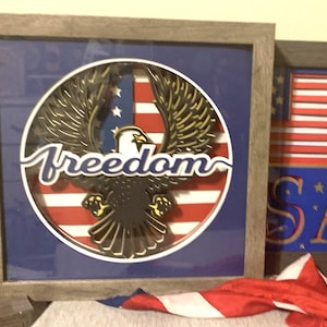 American Eagle 3D Shadow Box |Freedom or Proud | Bald Eagle 3D | Veteran| Military Decor| Proud American|  Memorial Day gift