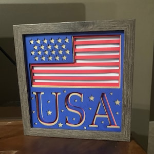 US Flag and USA 3d Shadow box