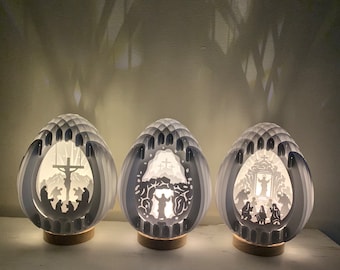 Easter Decor The Crucifixion| The Risen Christ| Visit Gallie  Luminary/Globe Pop-Up Easter Egg Light Display, Biblical Easter Gift Decoratio