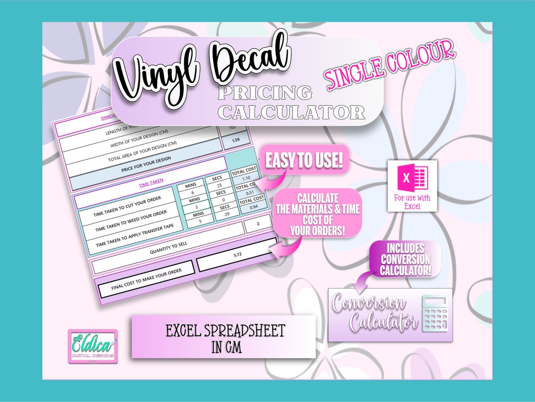 Vinyl Decal Pricing Calculator for Small Businesses in Cm, Cost Calculator for Vinyl Decal