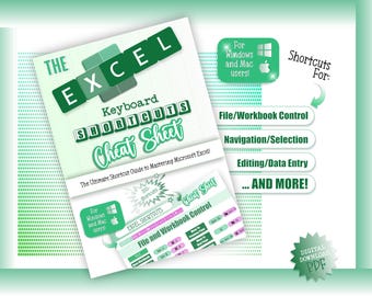 Excel Shortcuts Cheat Sheet: Windows & Mac (Digital Download)