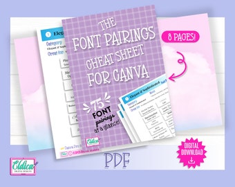 Canva Font Pairing Cheat Sheet: 75 Font Combinations (Digital Download)