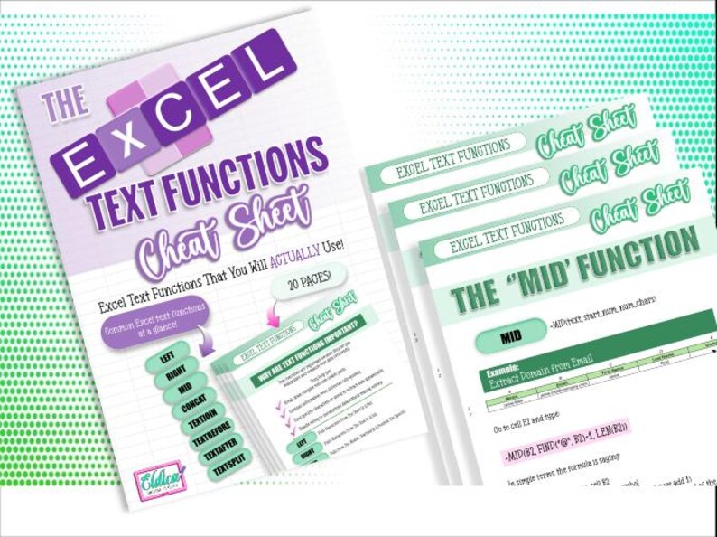 Excel Text Functions Cheat Sheet: Printable Excel Tutorial (PDF ...