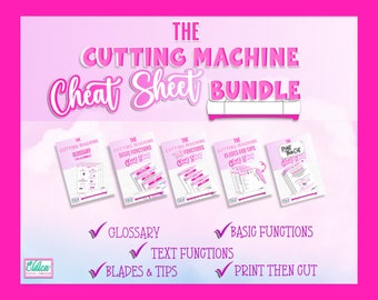 Cutting Machine Cheat Sheet Bundle, Cricut glossary, Printable Cricut workbook, How to use Cricut vinyl, Cricut blades, Cricut tutorial