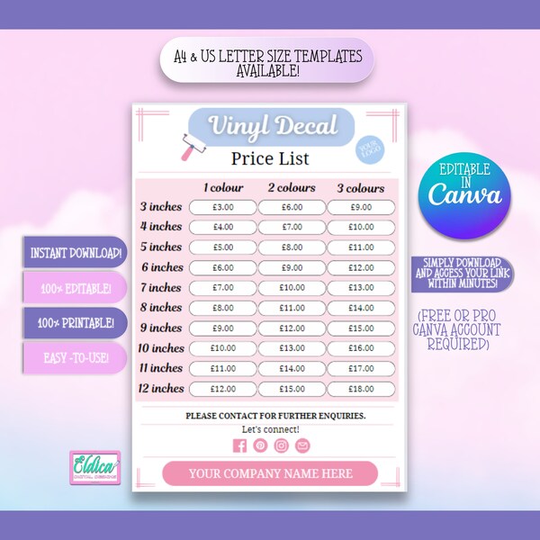 Sublimation Price List Etsy