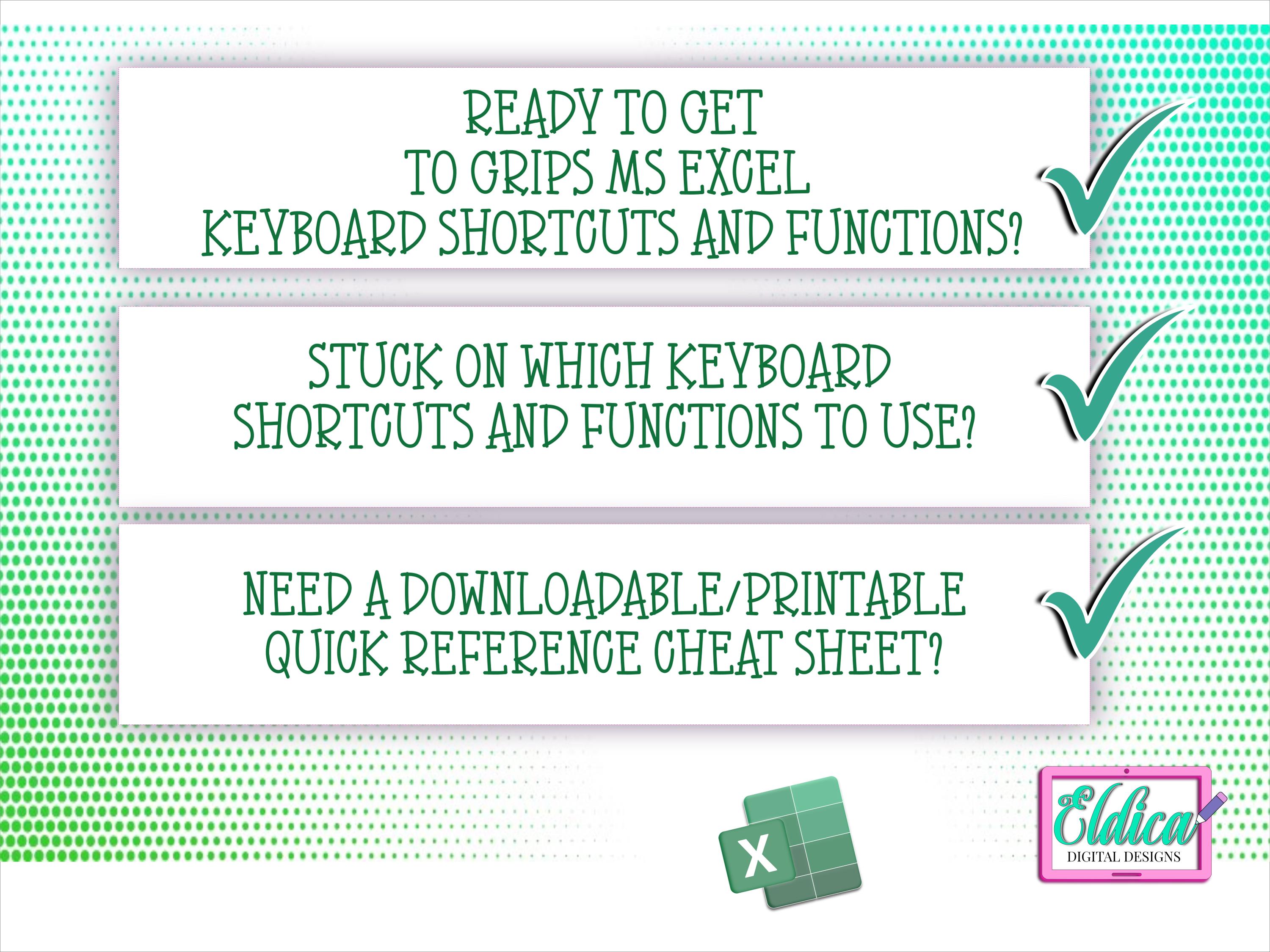 Excel Shortcuts & Functions Cheat Sheet Bundle (digital Download) - Etsy UK