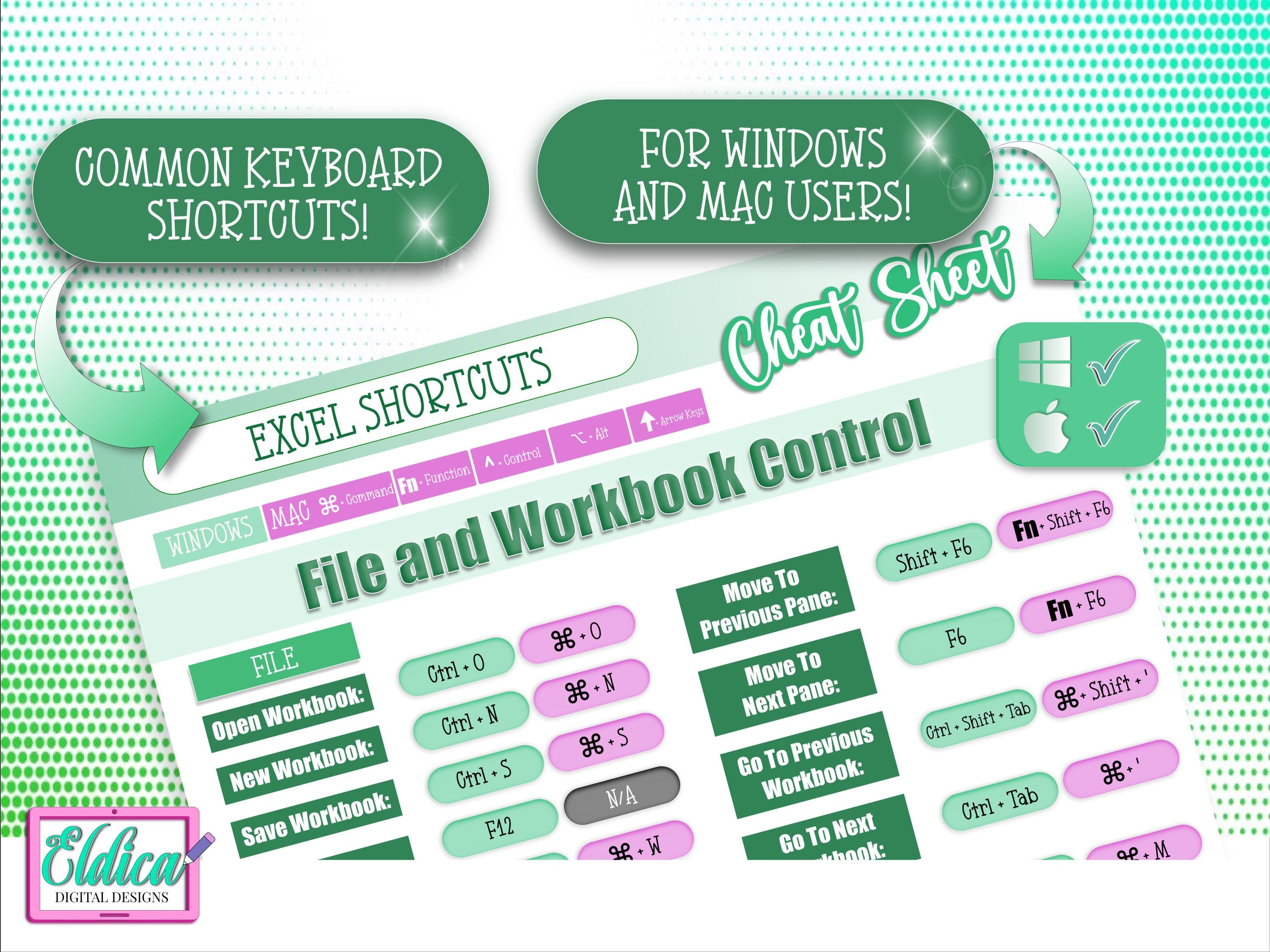 Excel Shortcuts & Functions Cheat Sheet Bundle (digital Download) - Etsy UK