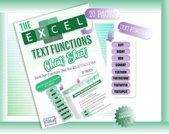 Excel Text Functions Cheat Sheet: Printable Excel Tutorial (PDF Download)