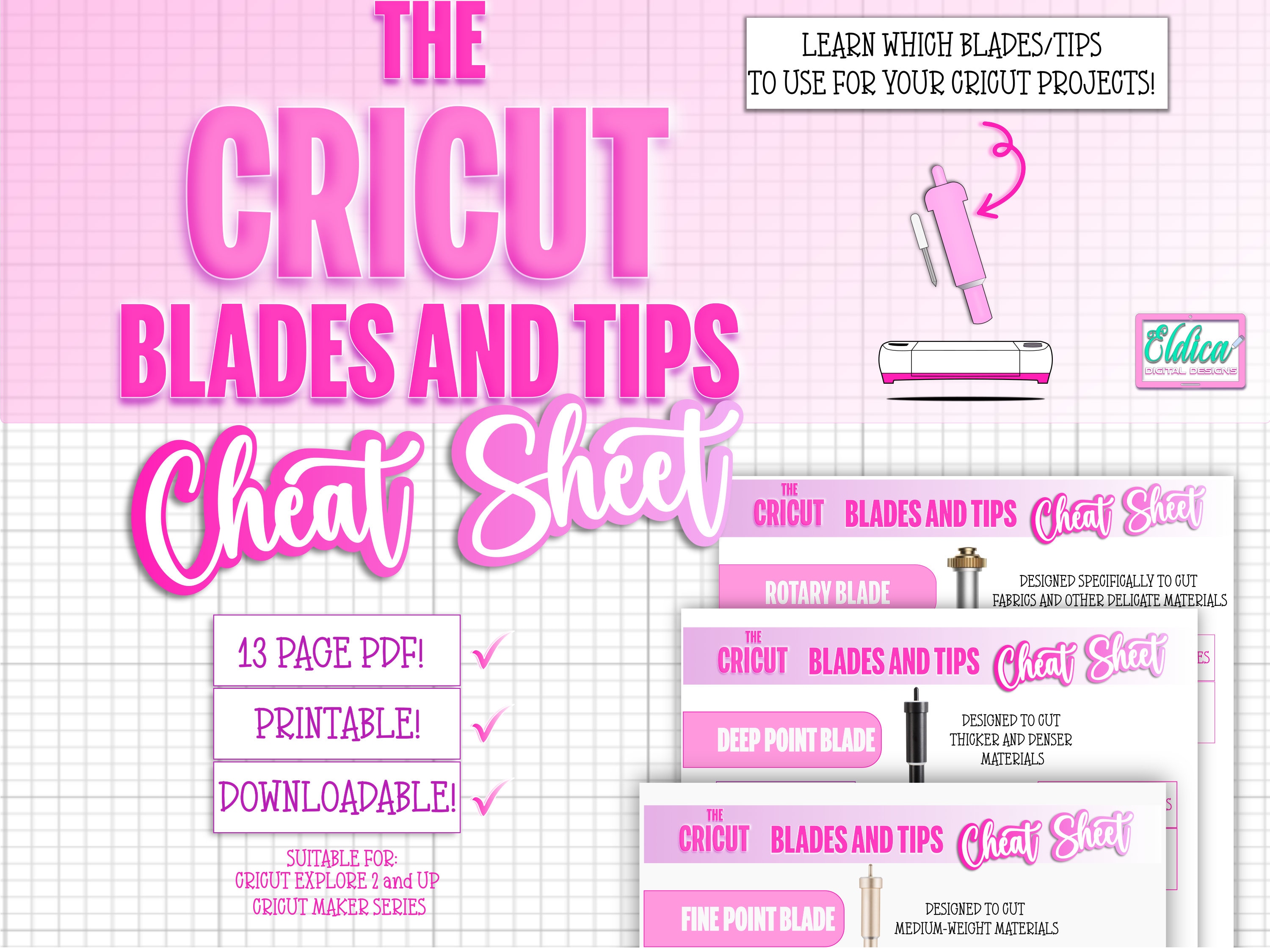 Cricut Blade Cheat Sheet Cricut Blade and Tips Guide Etsy UK