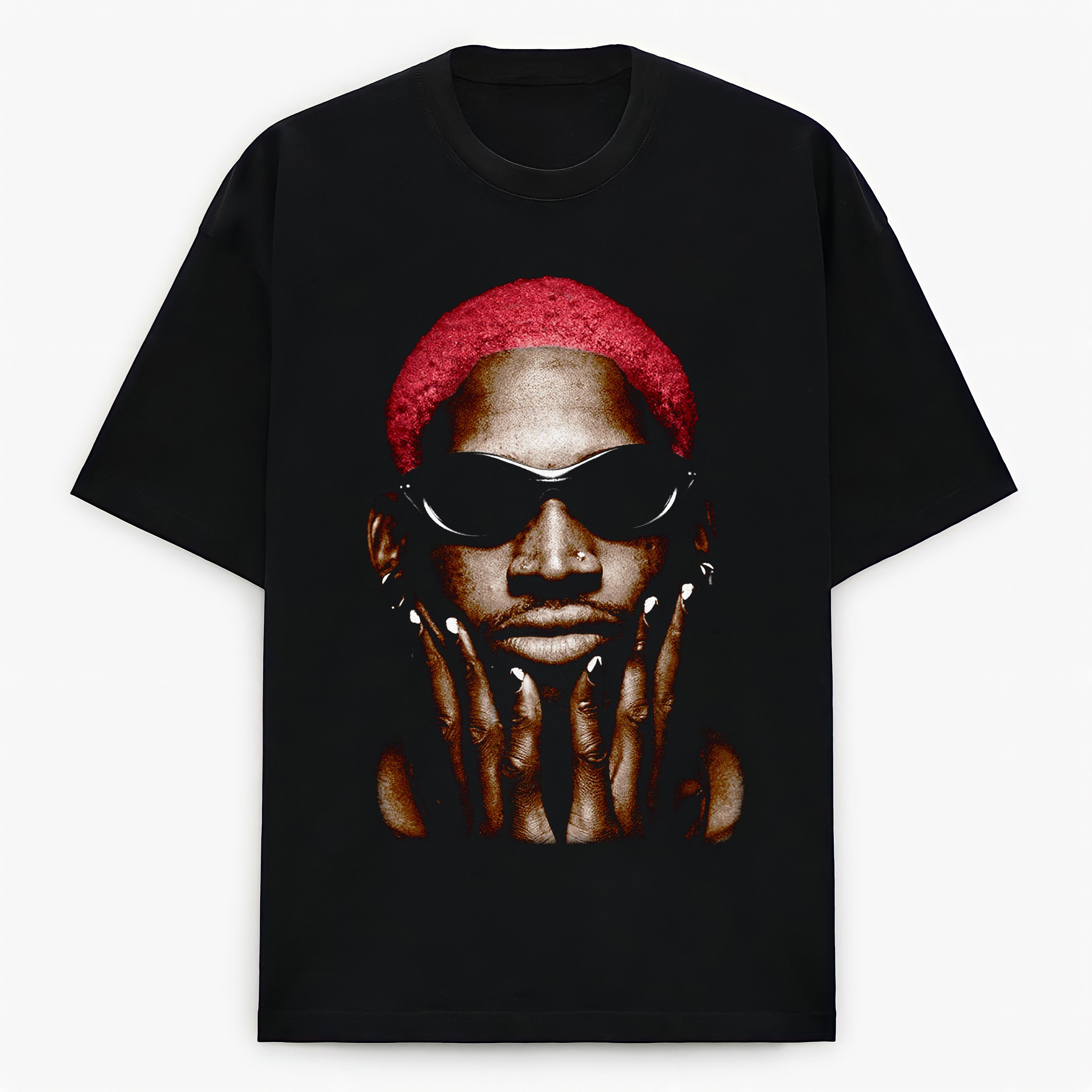 Dennis Rodman Face NBA Vintage Bootleg Retro 90s Streetwear Rapper Graphic Rap Tee T-shirt