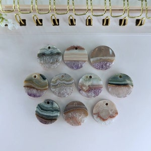 Amethyst Slice Pendants (Round Shape) (Drilled)
