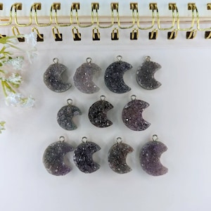 Amethyst Pendants (Moon Shape) (Drilled on Top)