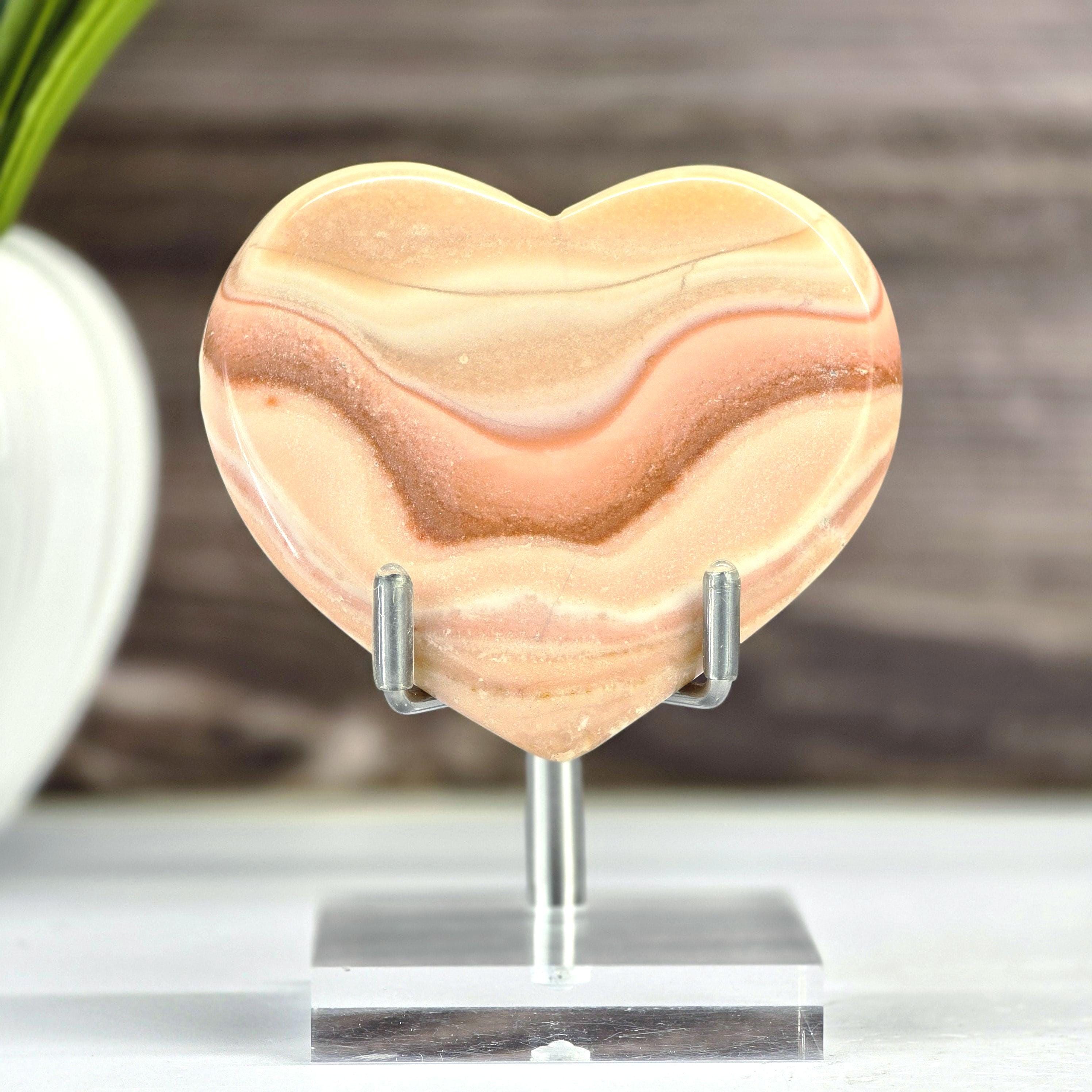 Peach Jasper Heart – Natural Polished Stone With Warm Earthy Tones
