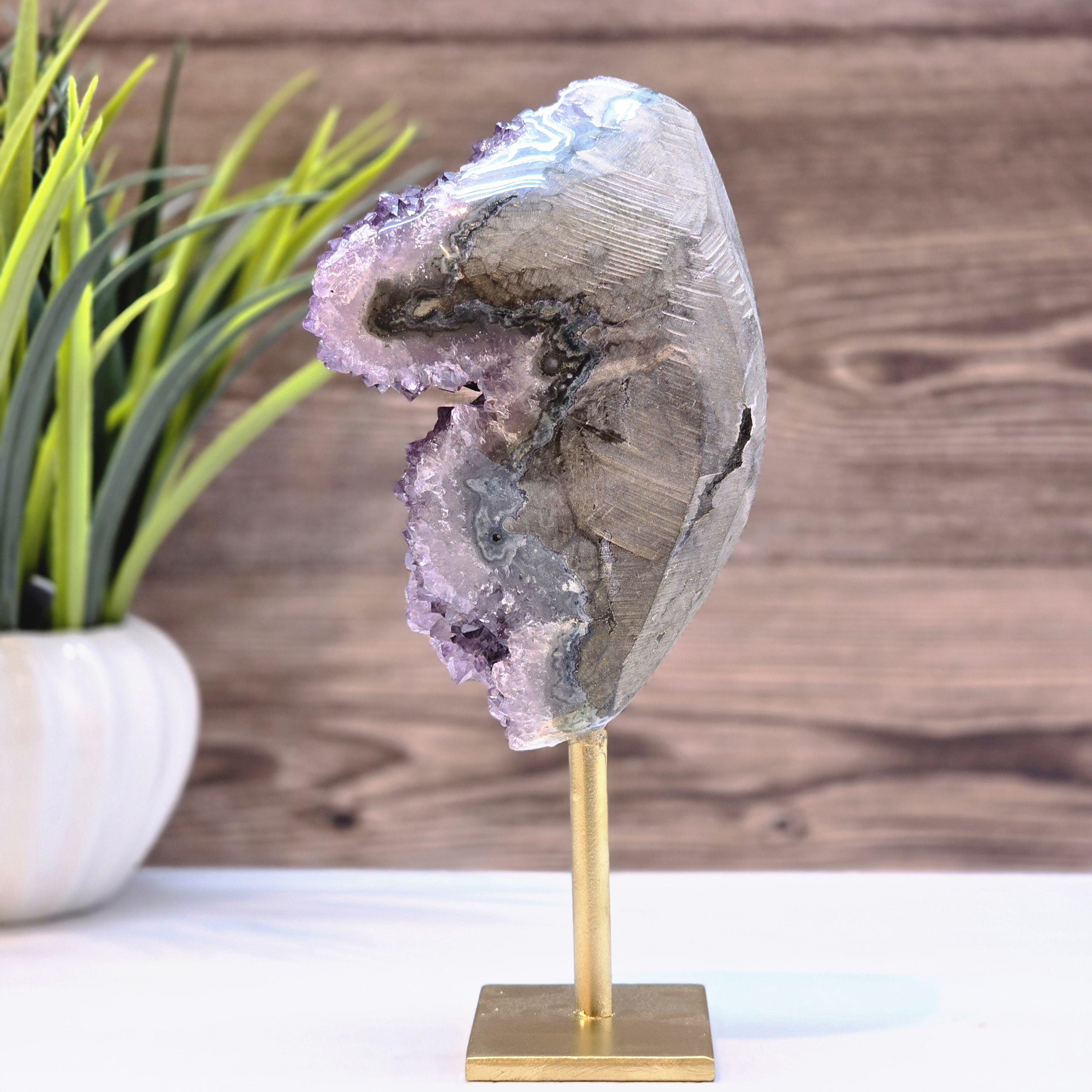 Jasper-edged Amethyst Geode – Unique Natural Crystal Decor With