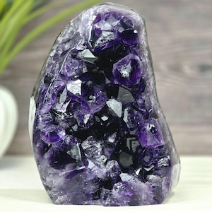 Deep Purple Amethyst Cluster with Large Crystals – Natural Uruguay Geode