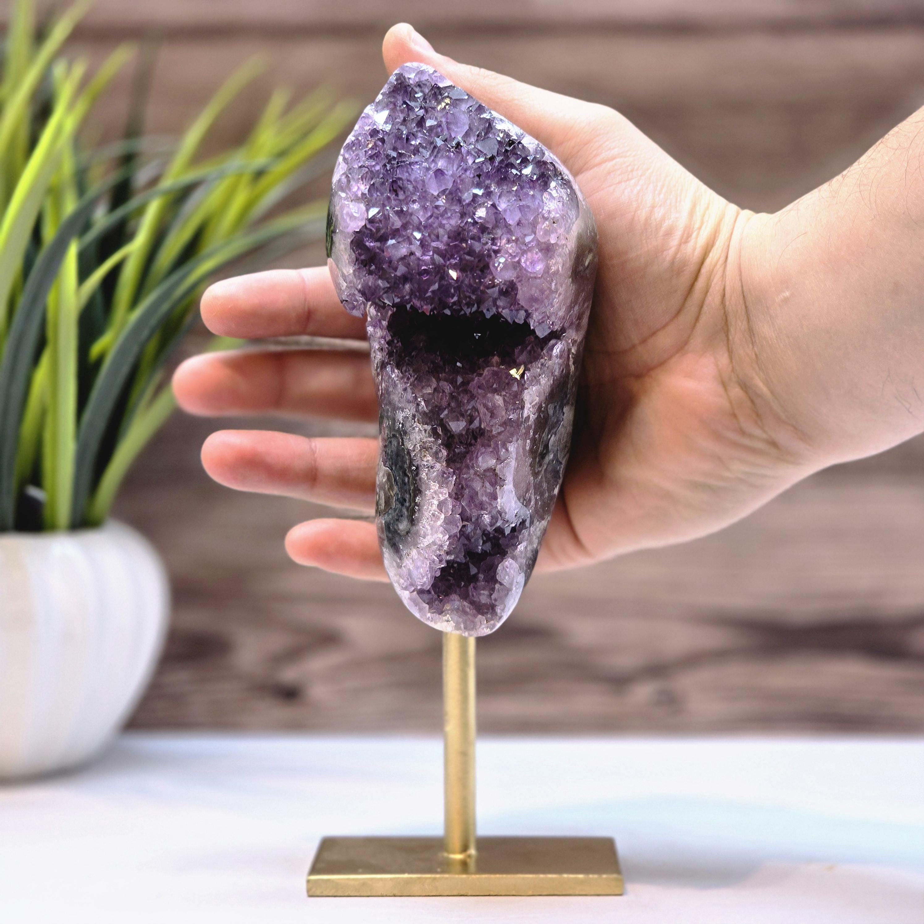 Jasper-edged Amethyst Geode – Unique Natural Crystal Decor With