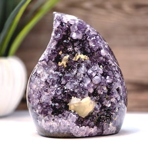 XL Amethyst Flame Carving with Calcite | Powerful Crystal for Meditation & Display